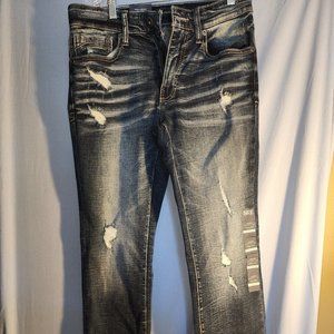 Men’s BKE Distressed Dark Wash Stretch Jake Straight Size 30W x 32L